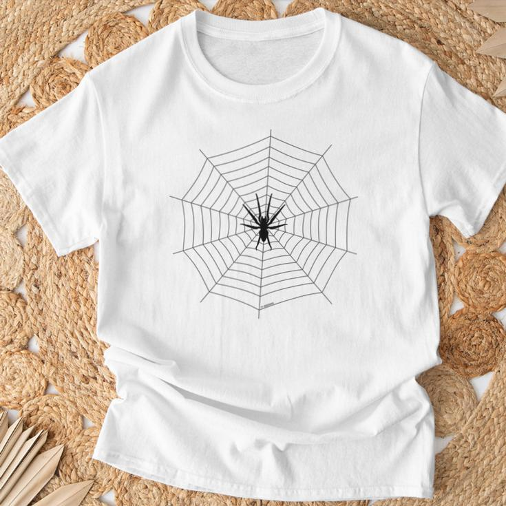 Herren T-Shirt mit Spinnennetz-Print, Weiß, Trendy Design Geschenke für alte Männer