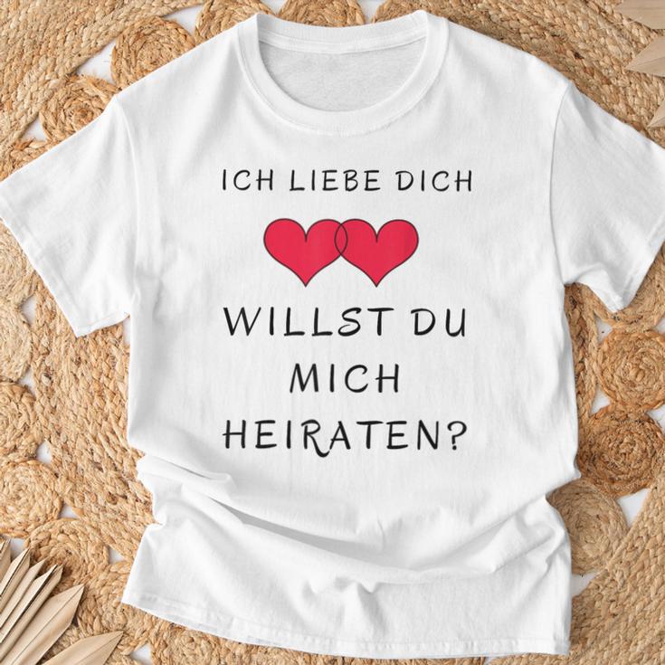 Ich Liebe Dich Willst Du Mich Marrieat T-Shirt Geschenke für alte Männer