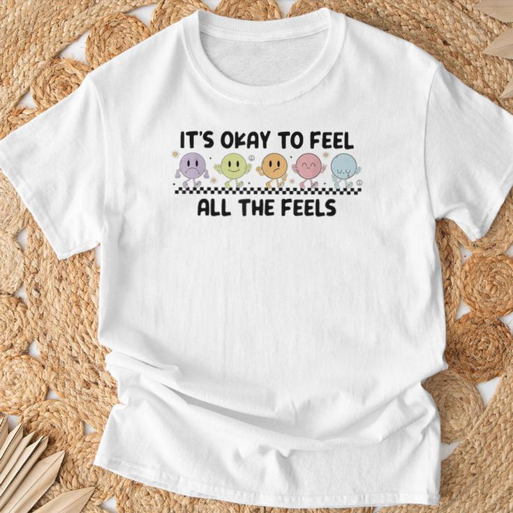 It's Okay To Feel All The Feels Mental Health T-Shirt Gifts for Old Men
