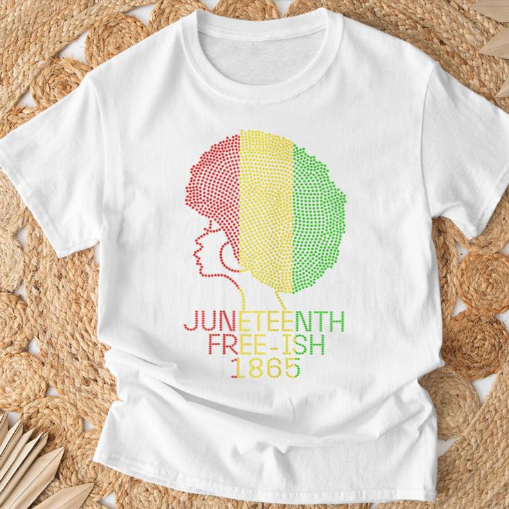 Junenth Celebrate 1865 Freedom Day Rhinestone Black Women T-Shirt Gifts for Old Men
