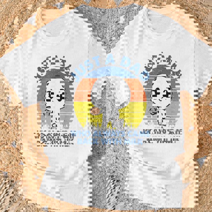 Just A Dad Who Always Came Back With Milk Retro Vintage T-Shirt Gifts for Old Men
