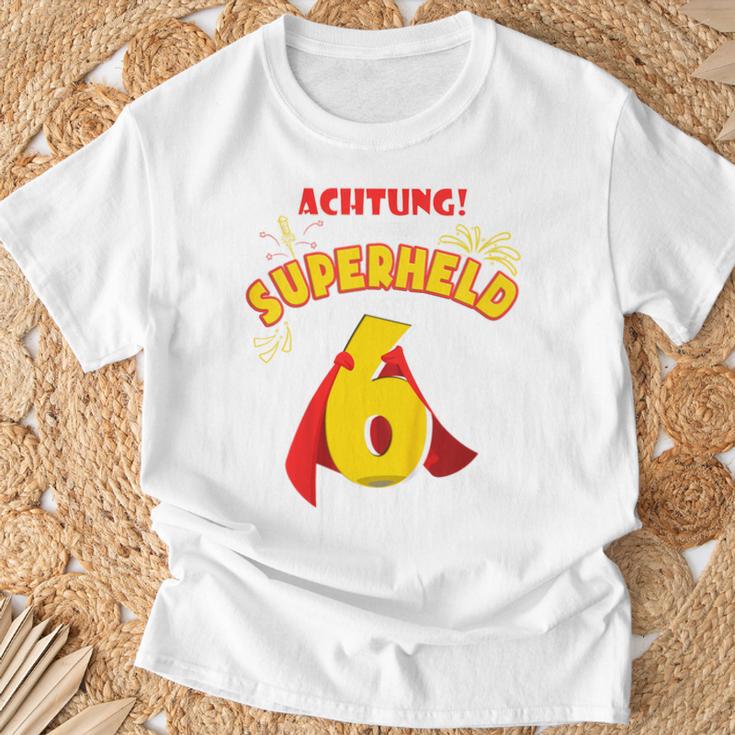 Kinder Achtung Dieser Superheld Ist Jetzt 6 Jahre Old T-Shirt Geschenke für alte Männer