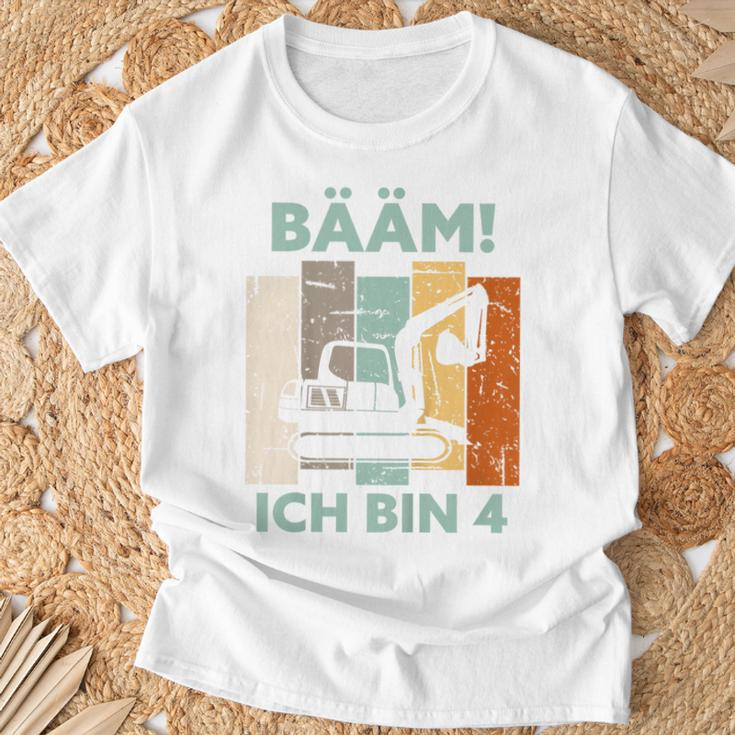 Kinder Bääm Ich Bin 4 Vier Jahre Junge 4Th Birthday Digger T-Shirt Geschenke für alte Männer