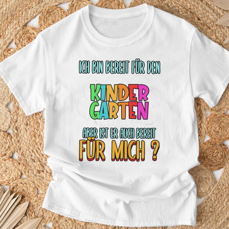 Kinder Ich Bin Ready Für Den Kindergarten Aber Ist Er Auch Bereit I T-Shirt Geschenke für alte Männer
