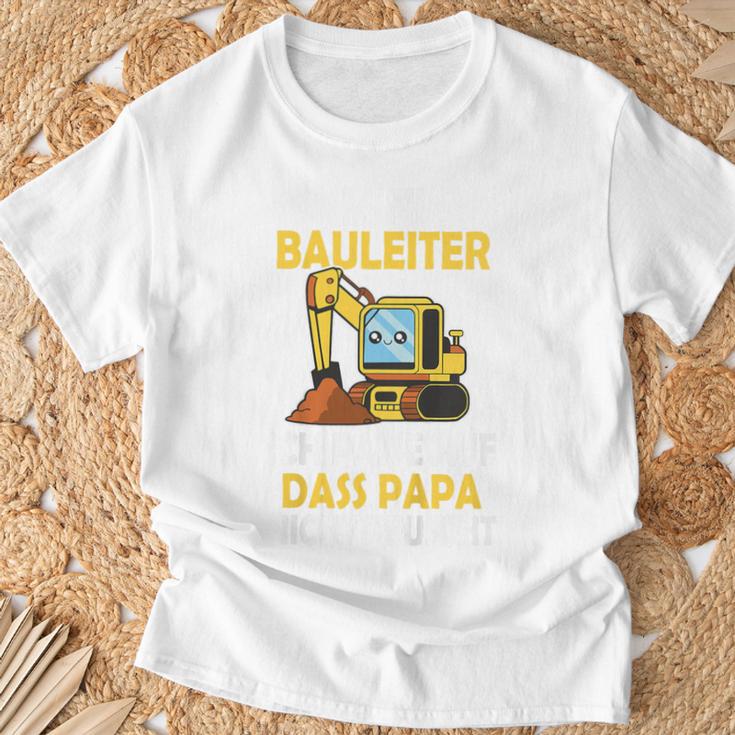 Kinder Mini Bauleiter Ich Passe Auf Dass Papa Nicht Pfuscht Bauherr T-Shirt Geschenke für alte Männer