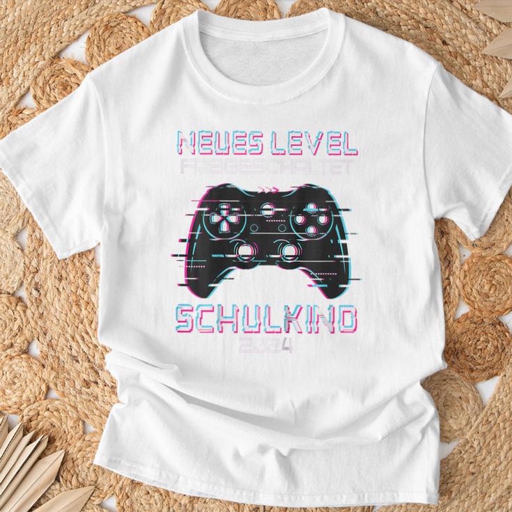 Kinder Neues Level Preigeschaltet Schulkind 2024 Einschulung Gaming T-Shirt Geschenke für alte Männer