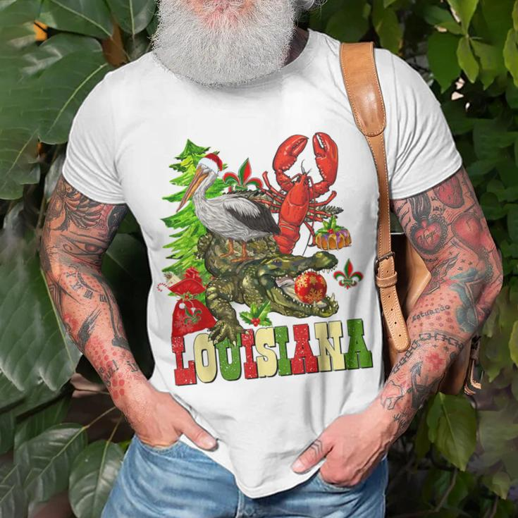 Louisiana Cajun Christmas Crawfish Pelican Alligator Xmas T-Shirt Gifts for Old Men