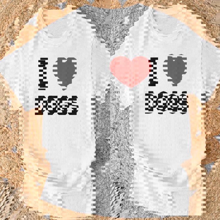 I Love Dogs Amante De Los Perros Retro I Heart Dogs Camiseta unisex Regalos para ancianos