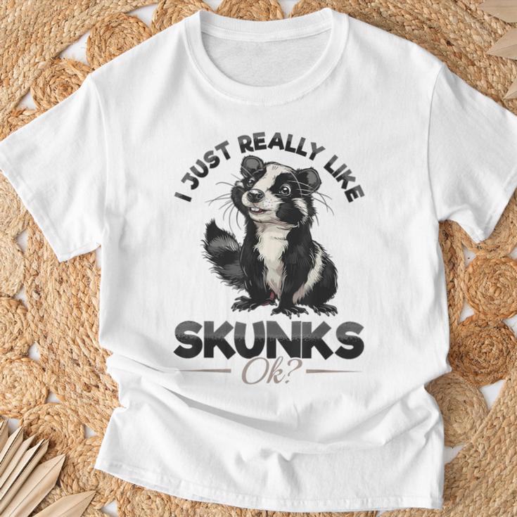 Lustiges Stinktier I Just Really Like Skunks Ok T-Shirt Geschenke für alte Männer