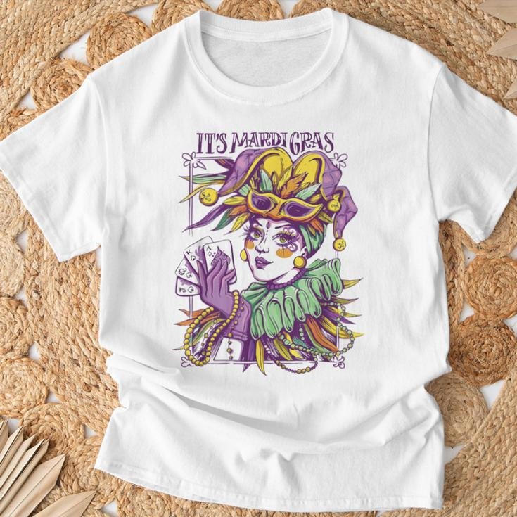 Mardi Gras 2024 Beads Mask Feathers Costume For Woman T-Shirt Gifts for Old Men