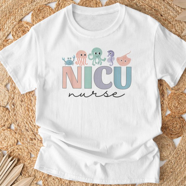 Nicu Ocean Sea Animals Neonatal Intensive Care Unit Nurse T-Shirt Gifts for Old Men