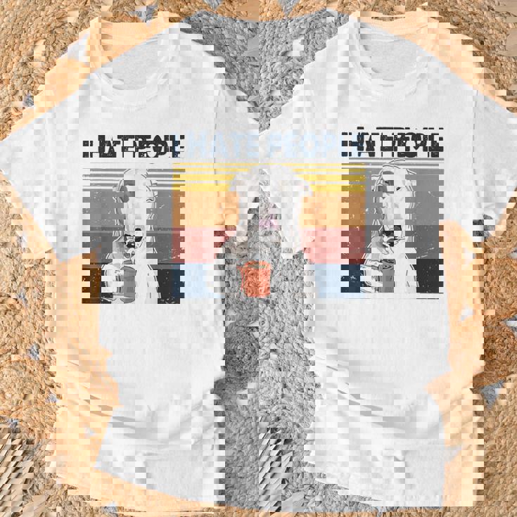 Odio A La Gente Bull Terrier Odio Retrointage Camiseta unisex Regalos para ancianos