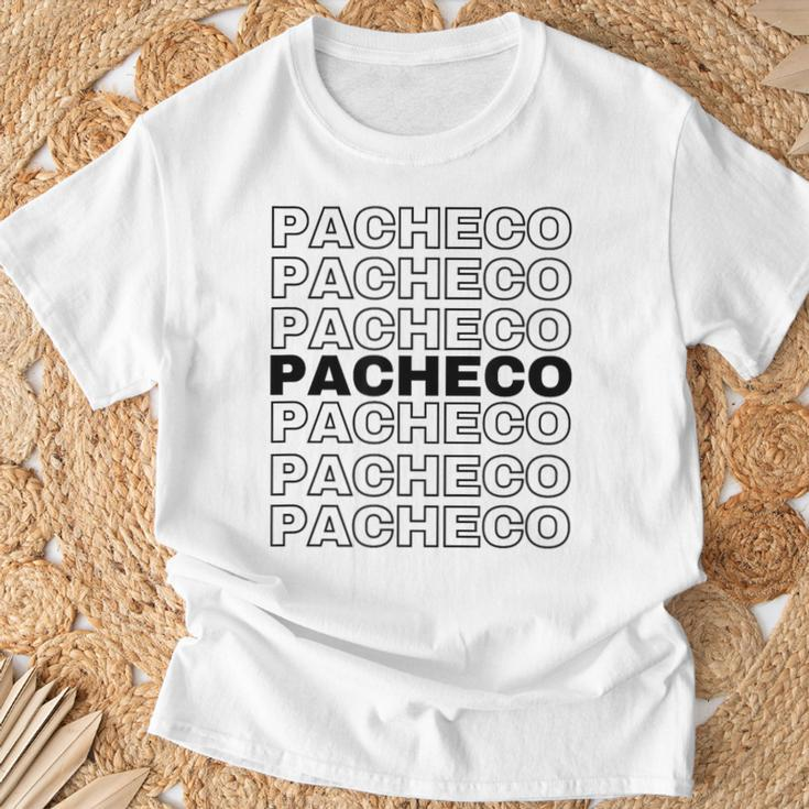 Pacheco Proud Family Retro Reunion Last Name Surname T-Shirt Gifts for Old Men