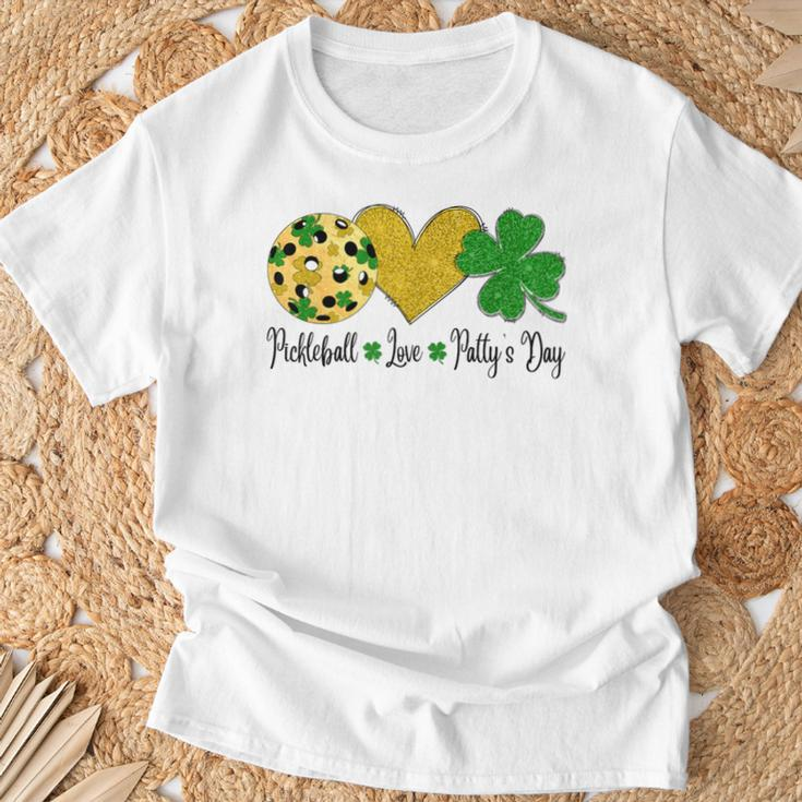Peace Love Patty's Day Pickleball Shamrocks St Patrick's Day T-Shirt Gifts for Old Men