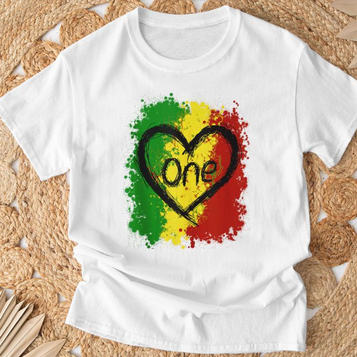 Reggae Heart One Love Rasta Reggae Music Jamaica Vacation T-Shirt Gifts for Old Men
