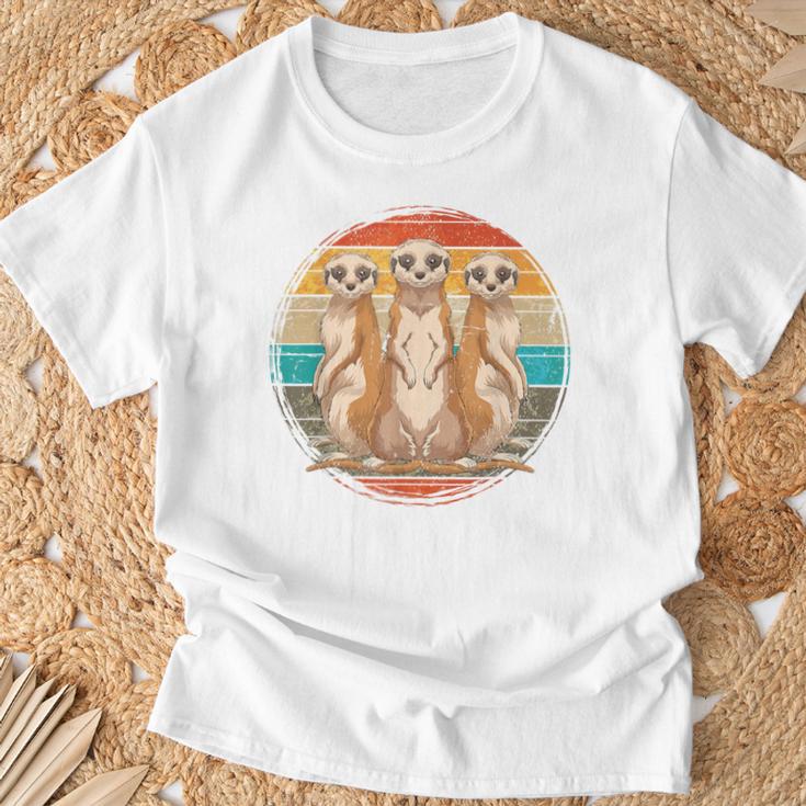 Retro Erdmännchen T-Shirt Vintage Sonnenuntergang Unisex Geschenke für alte Männer