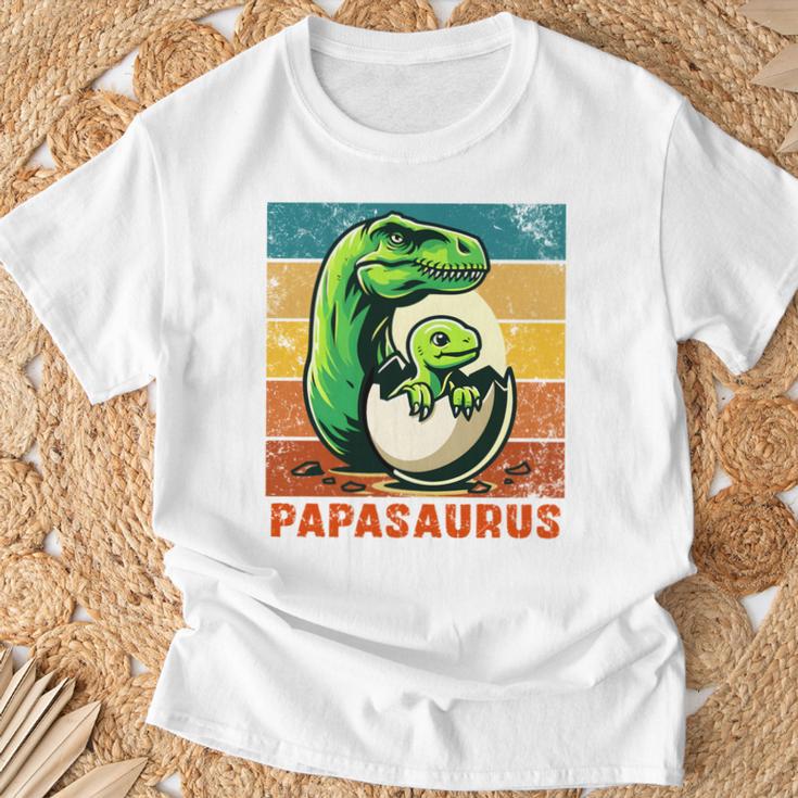 Retro Papasaurusatertag Bester Papa T-Rex Papa Dinosaur T-Shirt Geschenke für alte Männer