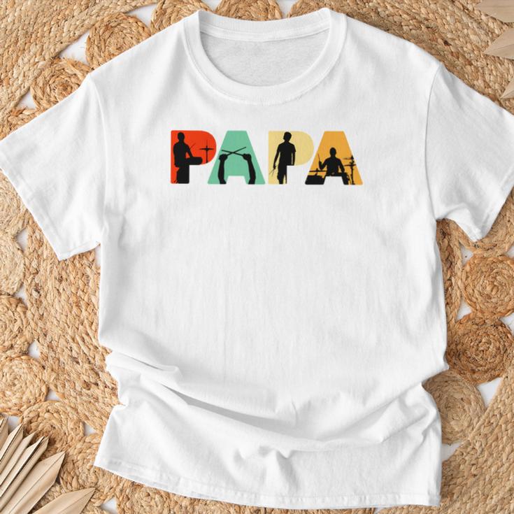 Retro Schlagzeug Papa Lustig Papa Schlagzeuger T-Shirt Geschenke für alte Männer