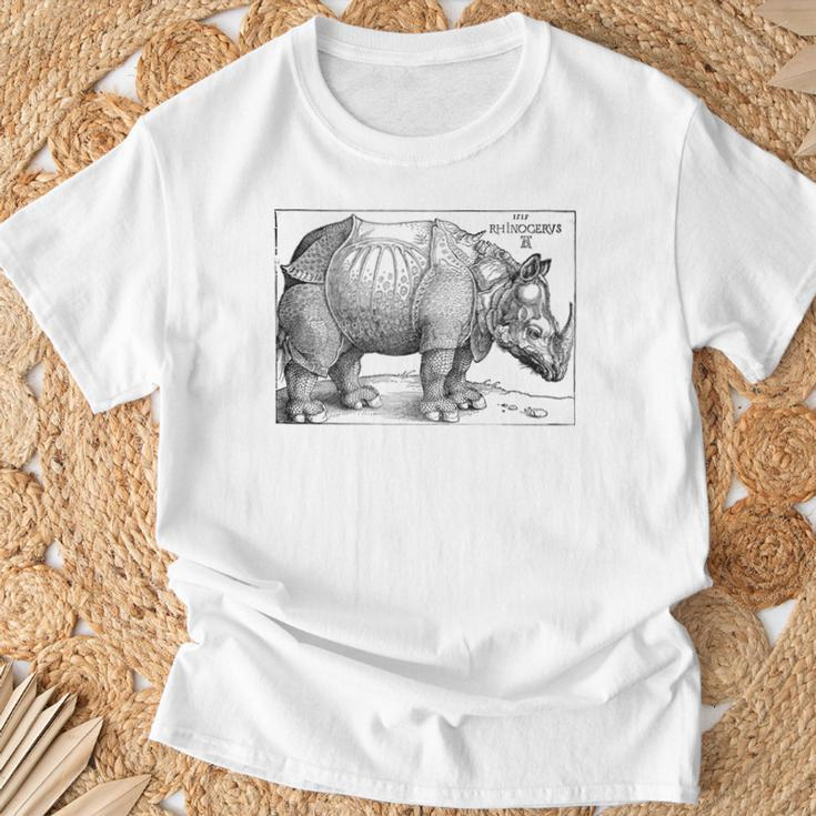 Rhinoceros Albrecht Durer Vintage Illustration Engraving T-Shirt Geschenke für alte Männer