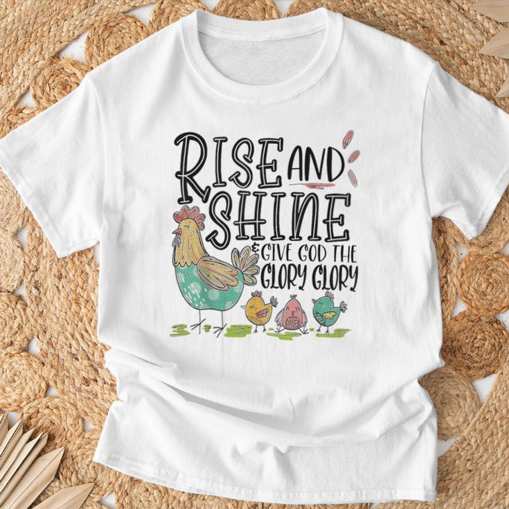 Rise And Shine Give God The Glory Glory Chicken T-Shirt Gifts for Old Men