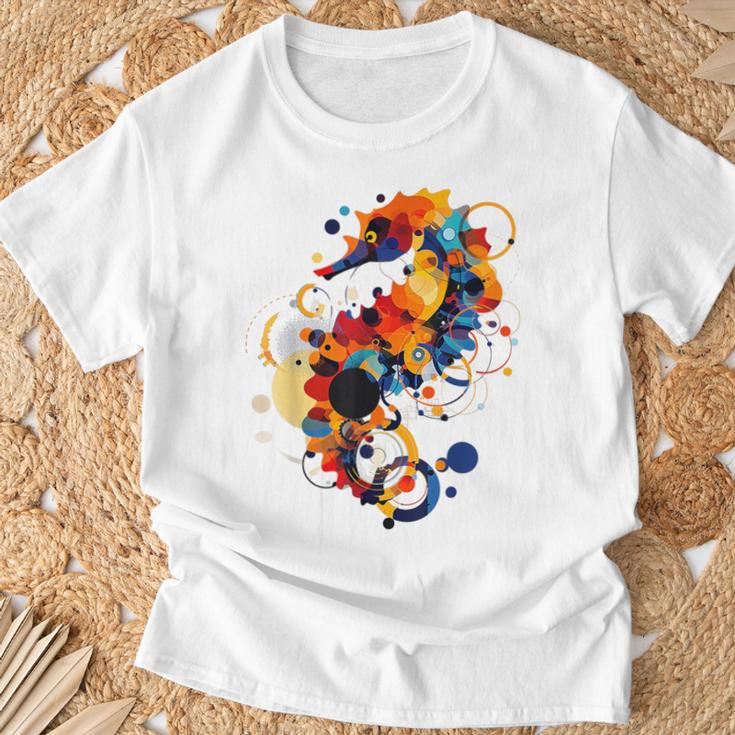 Seepferdchen Abstrakte Tier Geometrische Kunst Seepferdchen T-Shirt Geschenke für alte Männer