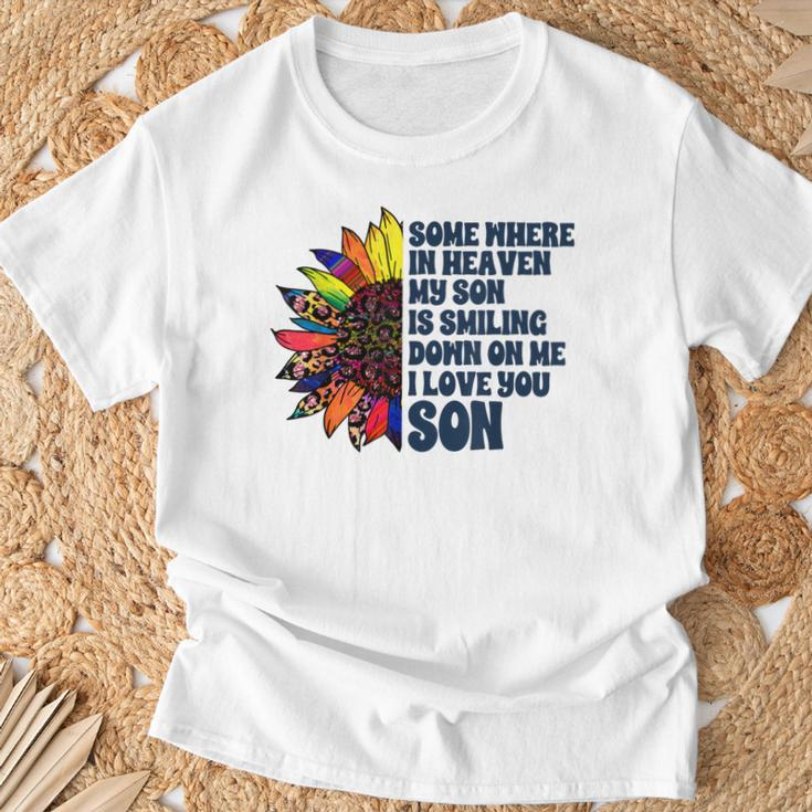 Somewhere In Heaven My Son Is Smiling Down On Me I Love You T-Shirt Gifts for Old Men