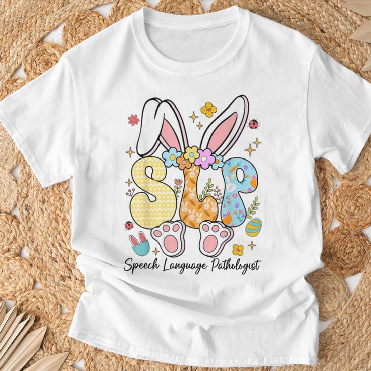 Speech Language Pathologist Bunny Bunnies Happy Easter Slp T-Shirt Gifts for Old Men