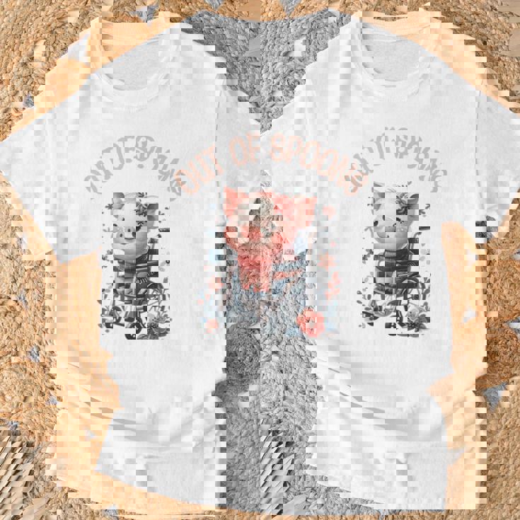 Out Of Spoons Chronic Pain Disability Awareness Spoonie Pig T-Shirt Gifts for Old Men