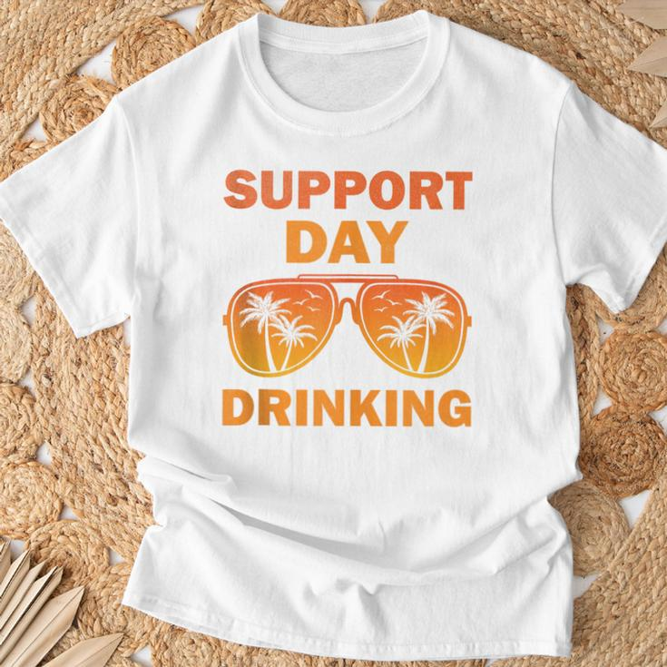 Support Day Drinking Summer Beach Vacation T-Shirt Gifts for Old Men