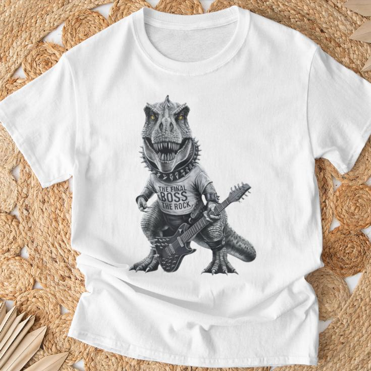 T-Rex Final BossThe Rock Vintage Music Dinosaur T-Shirt Gifts for Old Men