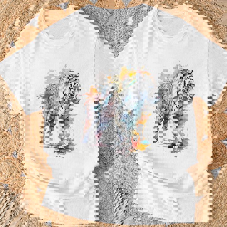 Tigre Colorido Arte Zoo Animal Tigre Camiseta unisex Regalos para ancianos