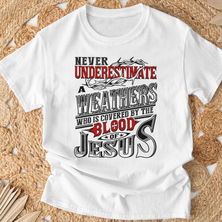 Underestimate Weathers Family Name T-Shirt Gifts for Old Men