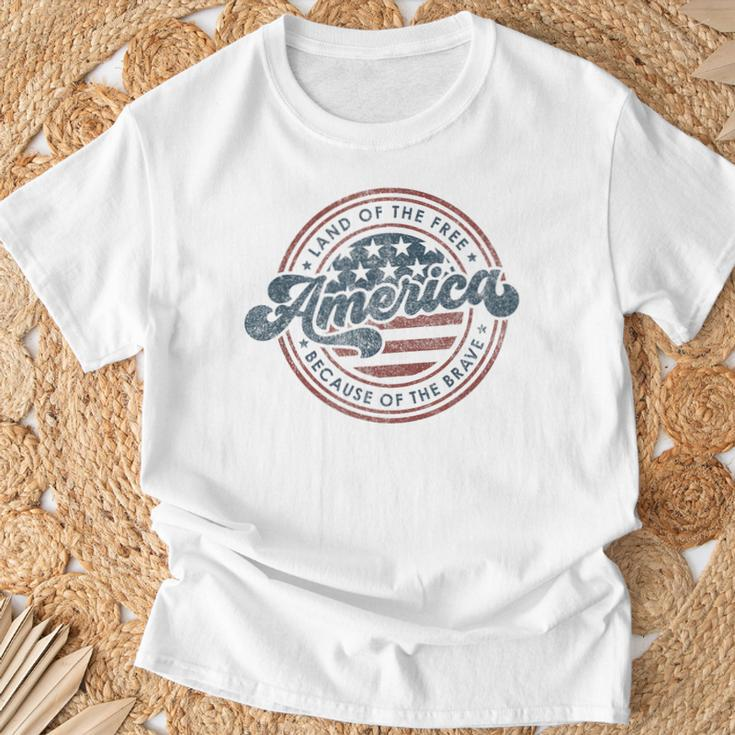 Vintage America Land Of The Free Because Of The Brave T-Shirt Gifts for Old Men