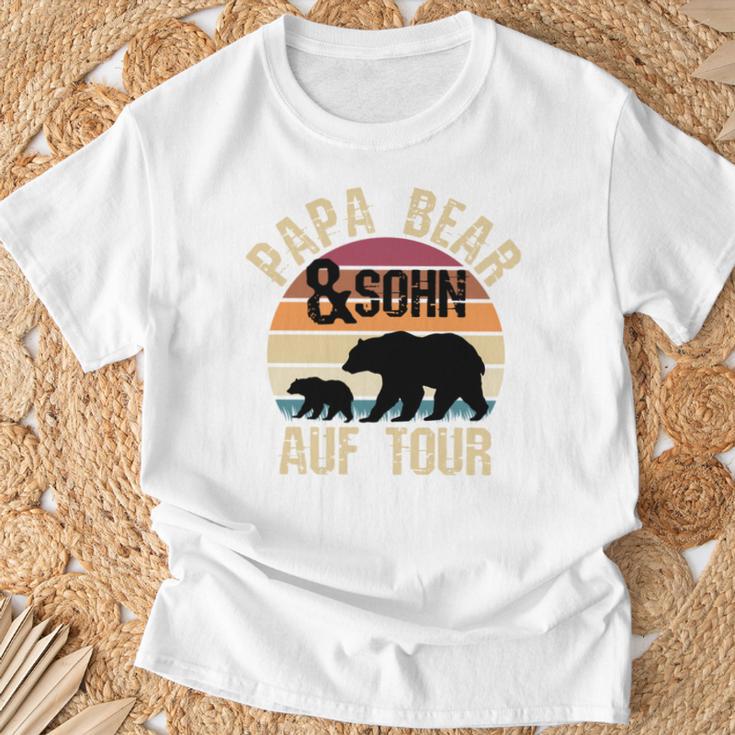 Vintage Papa Bear Und Sohn Auf Tour Wandern Campenatertag T-Shirt Geschenke für alte Männer