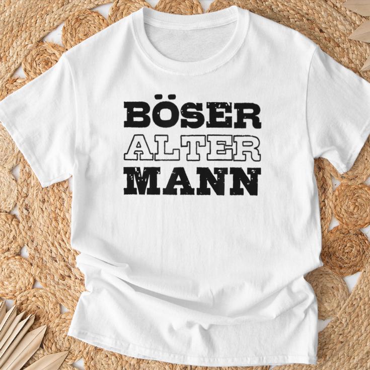 Weißes T-Shirt für Herren, Böser Alter Mann Aufdruck, Lustiges Design Geschenke für alte Männer