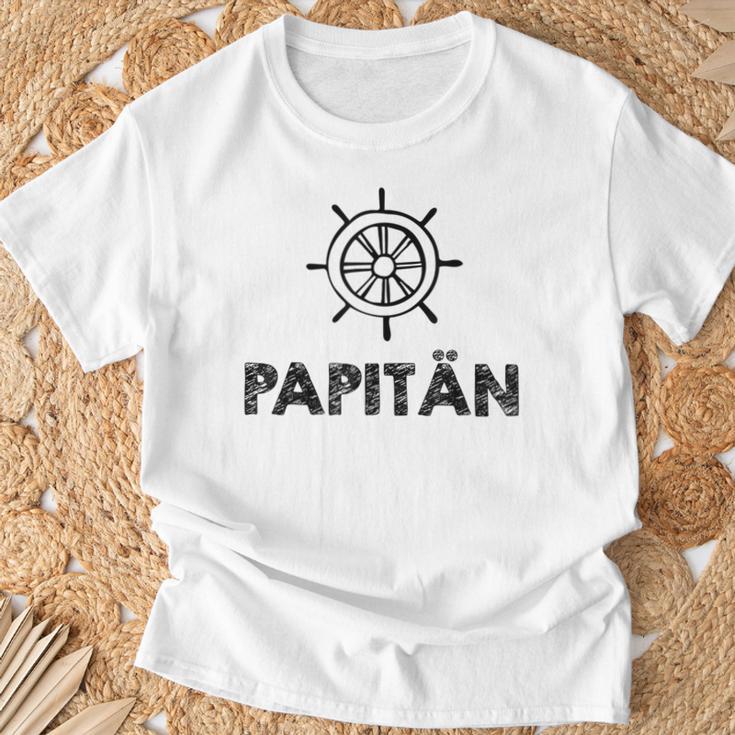 Weltbester Papiatertag Steuerrad Papa Segeln Mittelmeer T-Shirt Geschenke für alte Männer