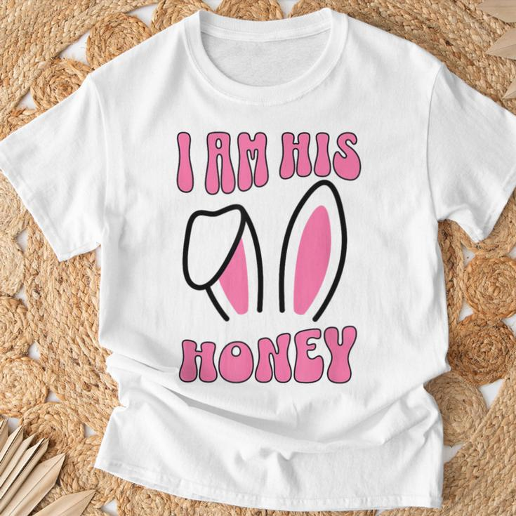 Women's Matching Couple Easter Wife I Am His Honey T-Shirt Gifts for Old Men
