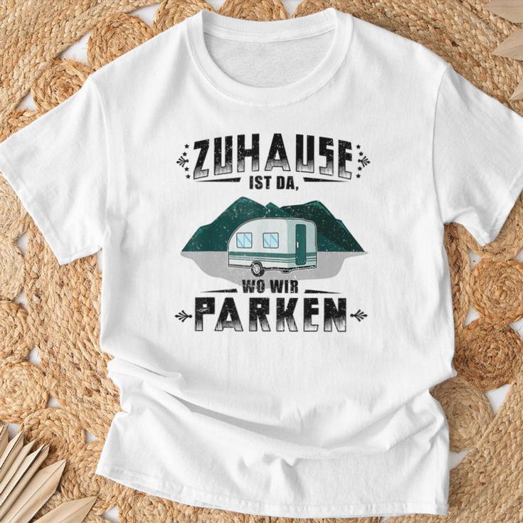 Zuhause Ist Da Wo Wir Parken Camping Camper T-Shirt Geschenke für alte Männer