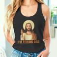 Damen Lustiges „Ich Erzähle Papa“ Lustiges Religiöses Christliches Jesus-Meme Mit-Ausschnitt Tank Top