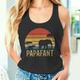 Damen Papafant Papa Elefant Retrointage Sunsetatertag Savanne Mit-Ausschnitt Tank Top