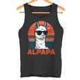 Damen Alpapaatertag Bester Papa Alpaka Alpapa Mit Sonnenbrille Mit-Ausschnitt Tank Top