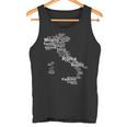 Italia Mapa Silueta Ciudades Roma Milániaje Italiano Camiseta sin mangas