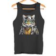 Katze Lederjacke Brille Bikerin Abenteuer Motorradfahrer Tank Top