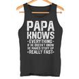 Papa Knows Everythingintage Opa Dad Witzeatertag Kapuzenjacke Tank Top