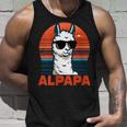 Damen Alpapaatertag Bester Papa Alpaka Alpapa Mit Sonnenbrille Mit-Ausschnitt Tank Top Geschenke für Ihn