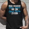 Damen Man Braucht Keine Haare Um Ein Super Papa Zu Sein Mit-Ausschnitt Tank Top Geschenke für Ihn