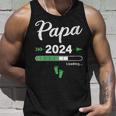 Damen Papa Loading 2024 Werdender Papa Baby Geburt Daddy To Be Mit-Ausschnitt Tank Top Geschenke für Ihn