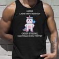 Herr Lass Hirn Regnen Oder Stein Genervt Unicorn Saying Tank Top Geschenke für Ihn