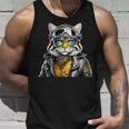 Katze Lederjacke Brille Bikerin Abenteuer Motorradfahrer Tank Top Geschenke für Ihn