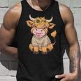 Niedliches Baby Highland Cow Mit Sonnenblumen Grafik Rinder Tank Top Geschenke für Ihn